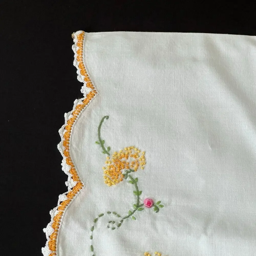 Vintage cross stitch embroidered two standard pillow cases. Roses